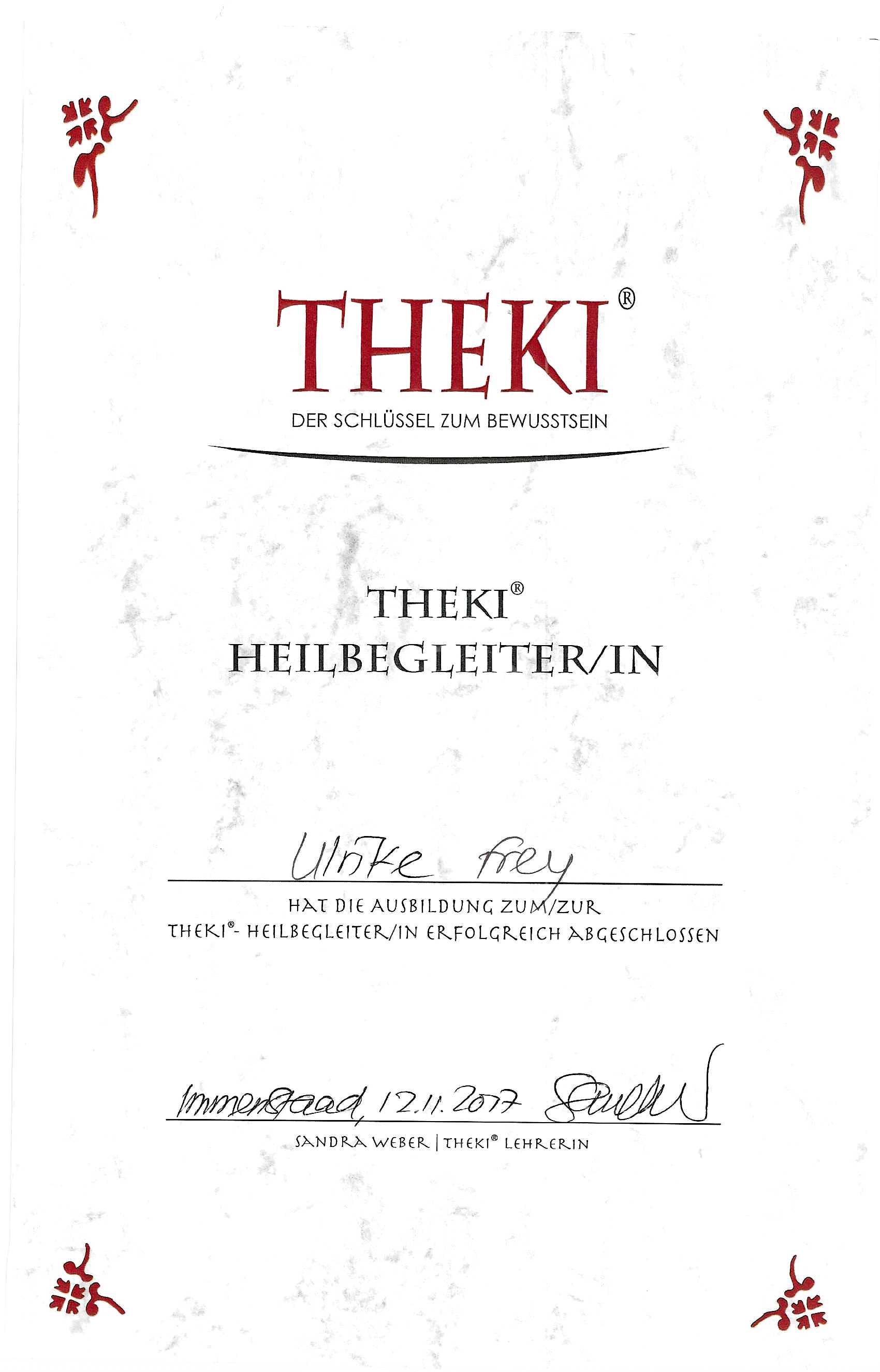 THEKI® Heilbegleiterin Zertifikat — Ulrike Frey